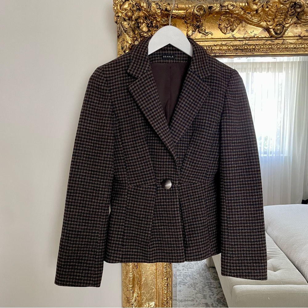 Searle Brown Houndstooth Blazer